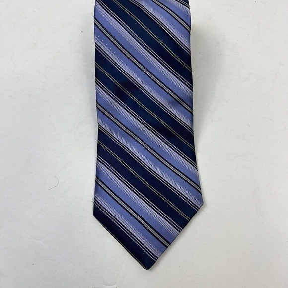 Ted Baker London Blue Purple Striped 100% Silk Tie - Picture 3 of 7
